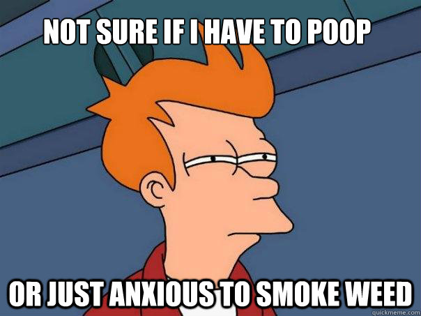 Not sure if I have to poop Or just anxious to smoke weed  Futurama Fry