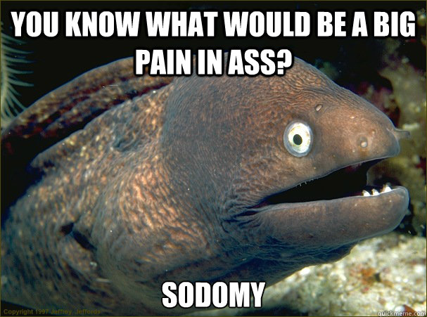 You know what would be a big pain in ass? sodomy  Bad Joke Eel