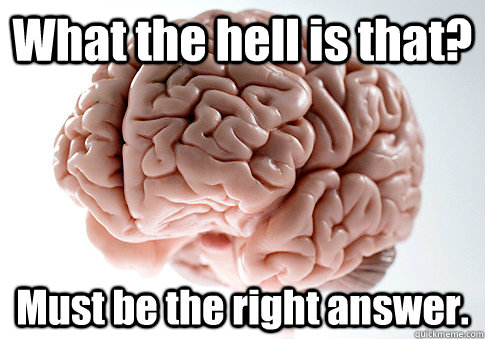 What the hell is that? Must be the right answer.    Scumbag Brain