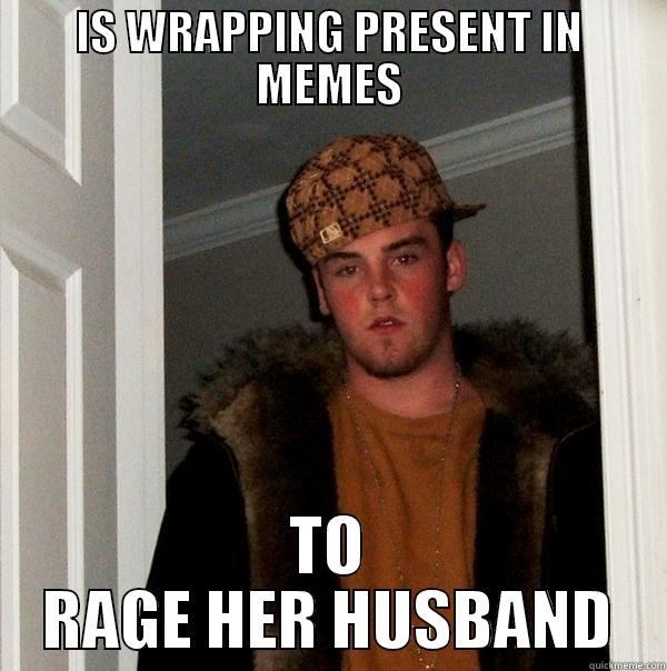 IS WRAPPING PRESENT IN MEMES TO RAGE HER HUSBAND Scumbag Steve