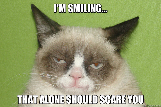 i'm smiling... that alone should scare you - i'm smiling... that alone should scare you  Grumpy cat on politics