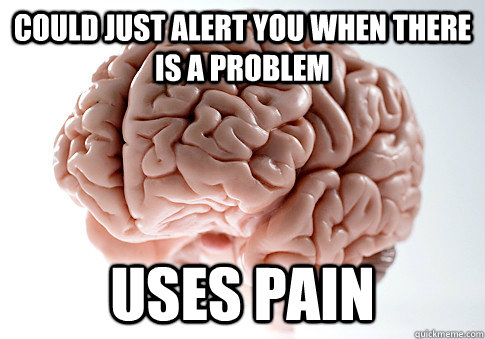 Could just alert you when there is a problem uses pain  Scumbag Brain