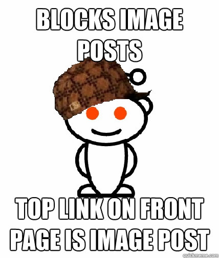 Blocks image posts TOP LINK ON FRONT PAGE IS IMAGE POST  Scumbag Reddit