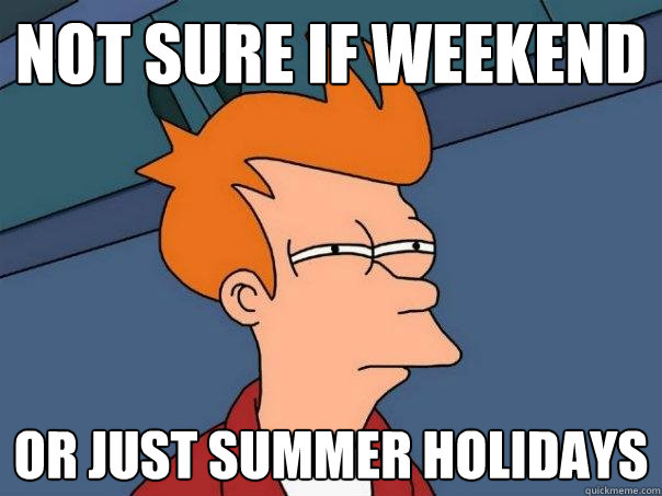 Not sure if weekend or just summer holidays  Futurama Fry