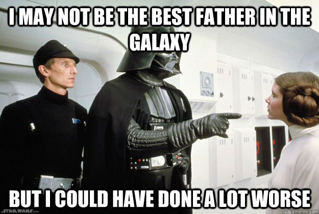 I may not be the best father in the galaxy But I could have done a lot worse  Darth Vader