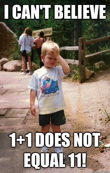 I can't believe 1+1 does not equal 11!  Regretful Toddler