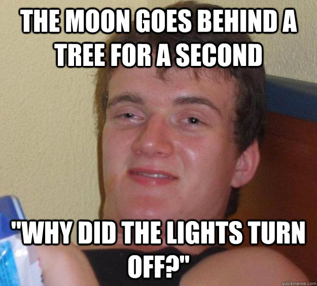 The moon goes behind a tree for a second 