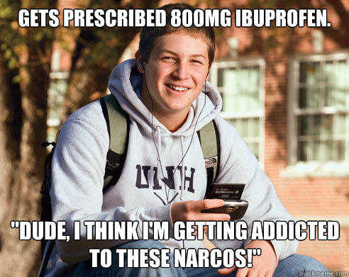 Gets prescribed 800mg ibuprofen. 