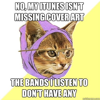 no, my itunes isn't missing cover art the bands i listen to don't have any  Hipster Kitty