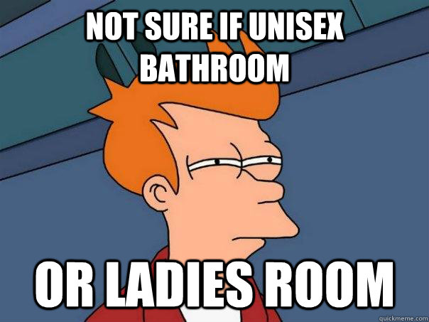 not sure if Unisex bathroom or Ladies Room - not sure if Unisex bathroom or Ladies Room  Futurama Fry