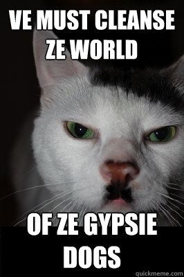 Ve must cleanse ze world of ze Gypsie dogs  Hitler cat