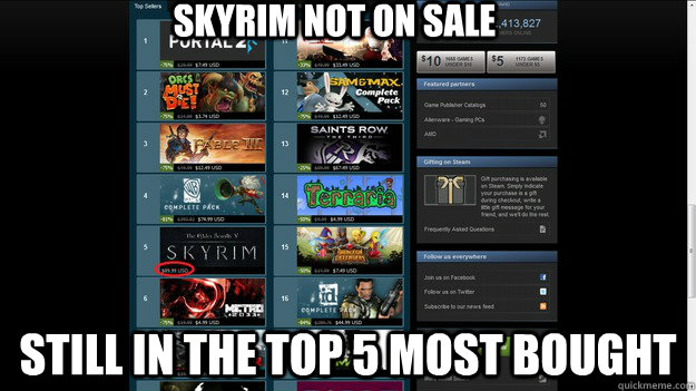 Skyrim not on sale Still in the top 5 most bought - Skyrim not on sale Still in the top 5 most bought  Misc