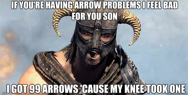 If you're having arrow problems I feel bad for you son I got 99 arrows 'cause my knee took one  skyrim