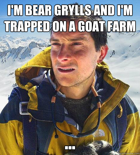 I'm Bear Grylls and I'm trapped on a goat farm ... - I'm Bear Grylls and I'm trapped on a goat farm ...  Bear Grylls