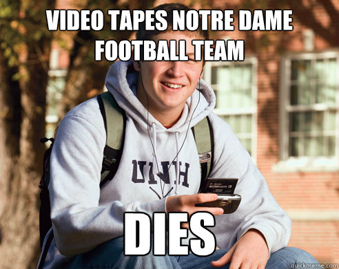 Video tapes Notre Dame Football team dies - Video tapes Notre Dame Football team dies  College Freshman