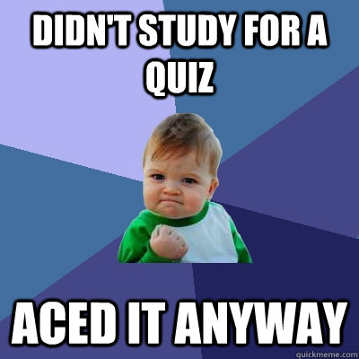 Didn't study for a quiz Aced it anyway   Success Kid