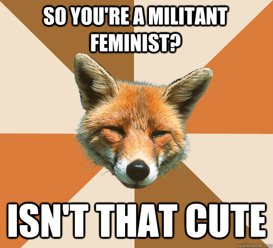 So you're a militant feminist? Isn't that cute  Condescending Fox