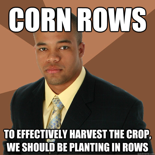 corn rows to effectively harvest the crop, we should be planting in rows  Successful Black Man