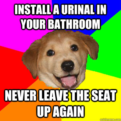 Install a urinal in your bathroom never leave the seat up again  Advice Dog