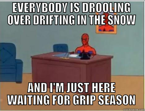 EVERYBODY IS DROOLING OVER DRIFTING IN THE SNOW AND I'M JUST HERE WAITING FOR GRIP SEASON Spiderman Desk