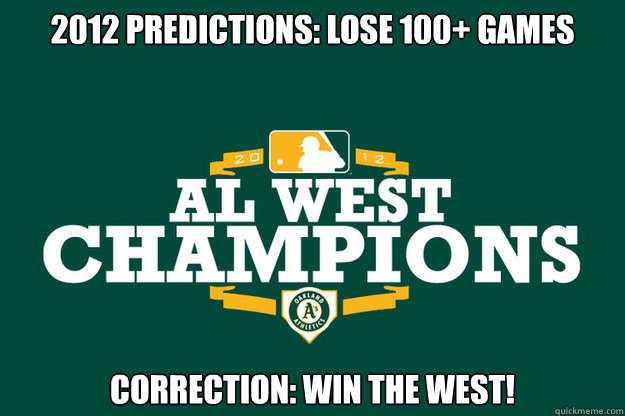 2012 Predictions: Lose 100+ games Correction: Win the west!  