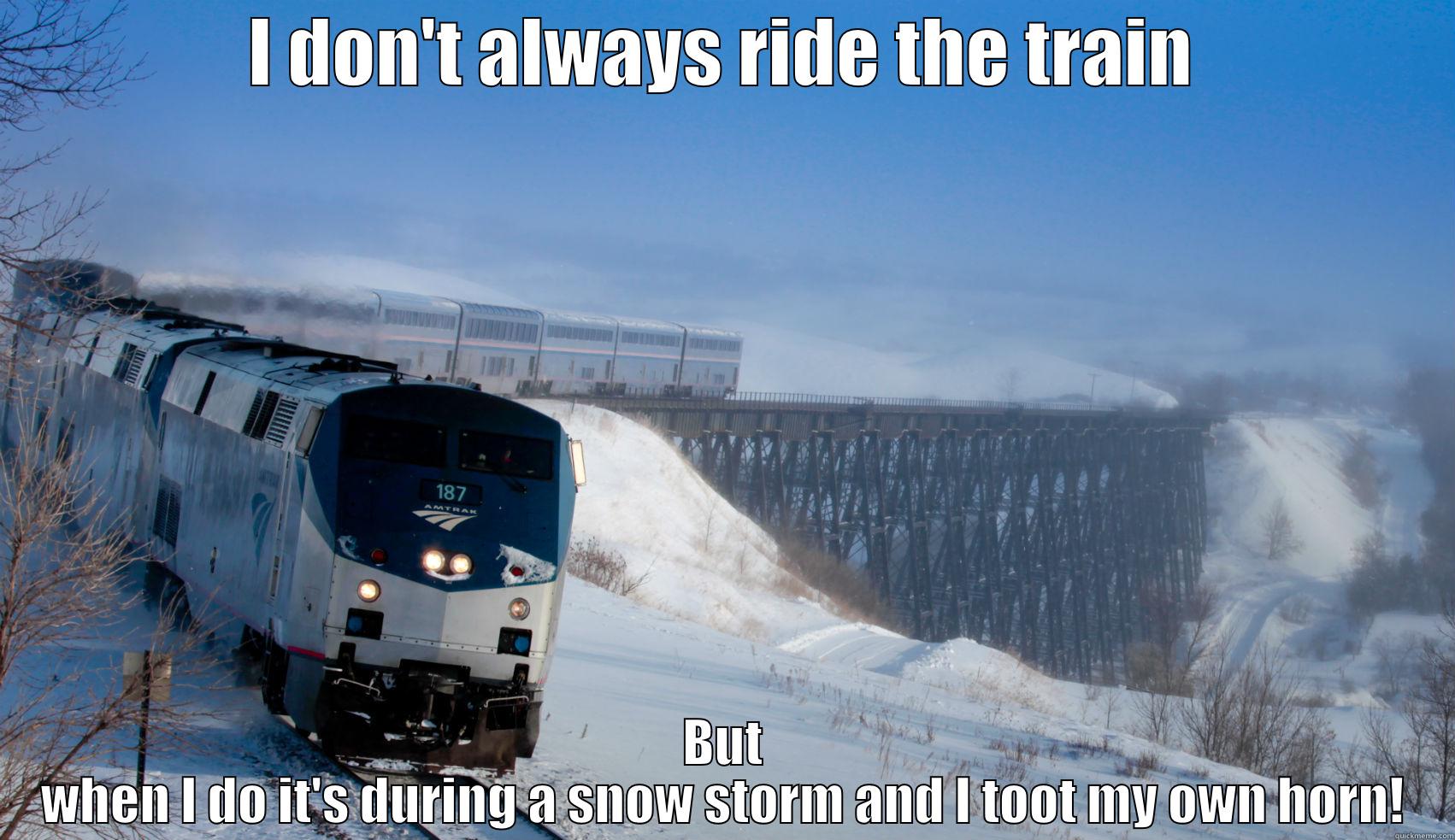 I DON'T ALWAYS RIDE THE TRAIN BUT WHEN I DO IT'S DURING A SNOW STORM AND I TOOT MY OWN HORN! Misc