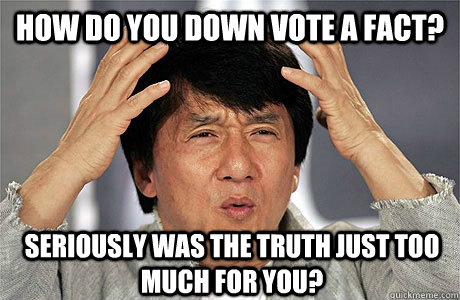 How do you down vote a fact? Seriously was the truth just too much for you? - How do you down vote a fact? Seriously was the truth just too much for you?  EPIC JACKIE CHAN