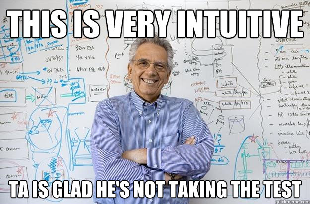 This is very intuitive TA is glad he's not taking the test - This is very intuitive TA is glad he's not taking the test  Engineering Professor