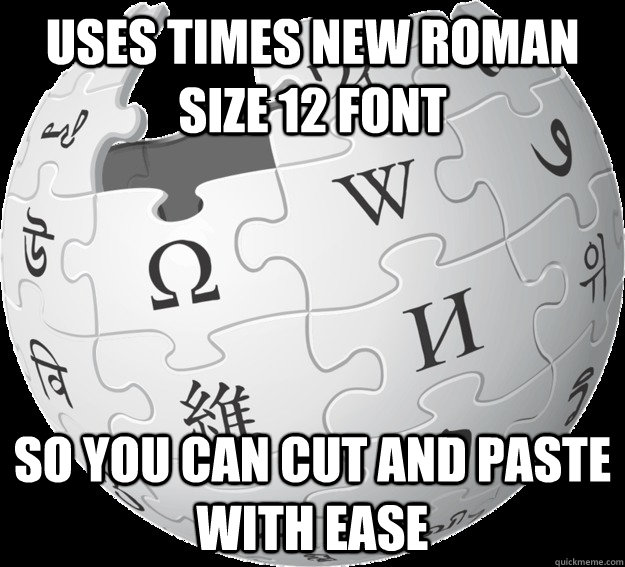 Uses Times New Roman size 12 font So you can cut and paste with ease  