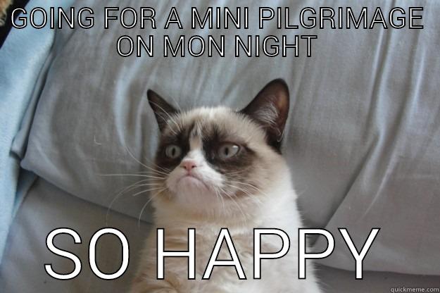 GOING FOR A MINI PILGRIMAGE ON MON NIGHT SO HAPPY Grumpy Cat