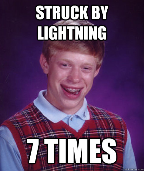 struck by lightning 7 times  Bad Luck Brian