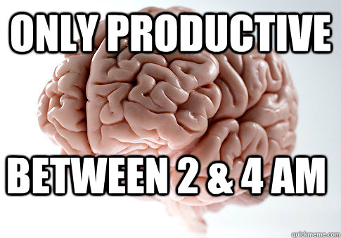 Only productive between 2 & 4 am - Only productive between 2 & 4 am  Scumbag Brain