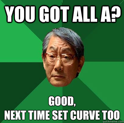 you got all a? good, 
next time set curve too  High Expectations Asian Father