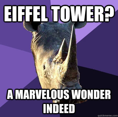 Eiffel Tower? A marvelous wonder indeed  Sexually Oblivious Rhino