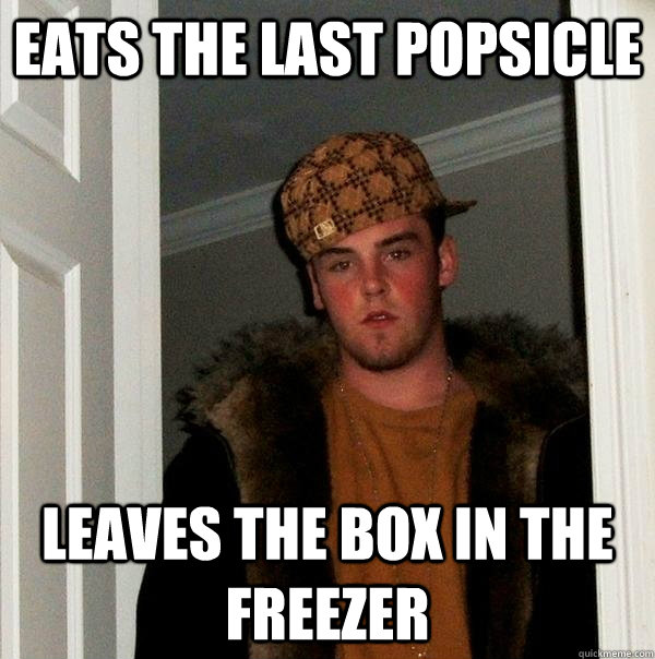 eats the last popsicle leaves the box in the freezer  Scumbag Steve