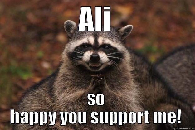 ALI SO HAPPY YOU SUPPORT ME! Evil Plotting Raccoon