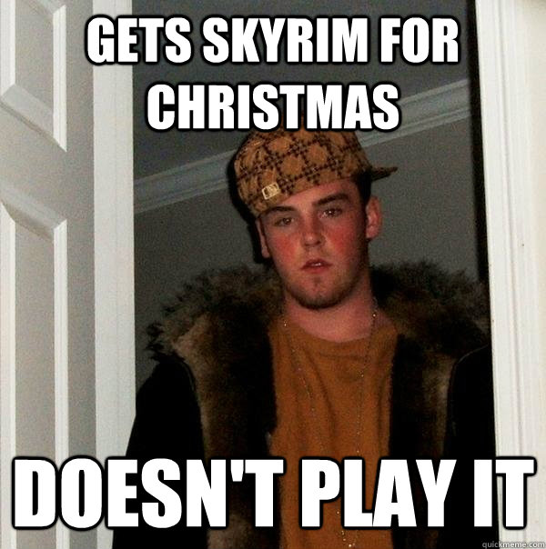 Gets Skyrim for Christmas Doesn't play it  Scumbag Steve