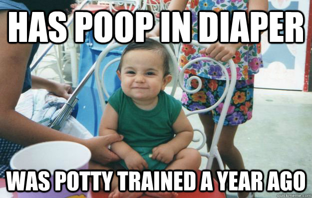 has poop in diaper was potty trained a year ago - has poop in diaper was potty trained a year ago  Unabashed baby