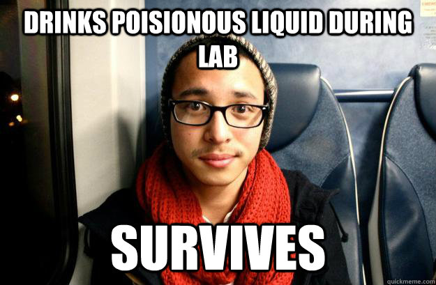 Drinks poisionous liquid during lab survives - Drinks poisionous liquid during lab survives  Jaime Ballesteros