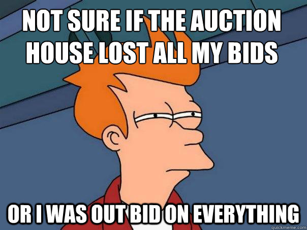 not sure if the auction house lost all my bids or I was out bid on everything  Futurama Fry