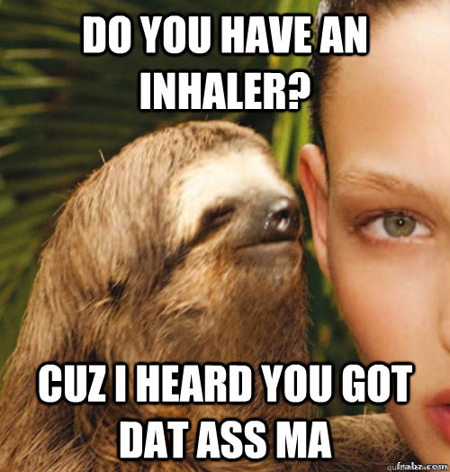 Do you have an inhaler? cuz i heard you got dat ass ma  rape sloth