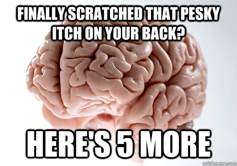 FINALLY SCRATCHED THAT PESKY ITCH ON YOUR BACK? HERE'S 5 MORE  - FINALLY SCRATCHED THAT PESKY ITCH ON YOUR BACK? HERE'S 5 MORE   Scumbag Brain