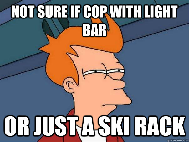 Not sure if cop with light bar Or just a ski rack - Not sure if cop with light bar Or just a ski rack  Futurama Fry