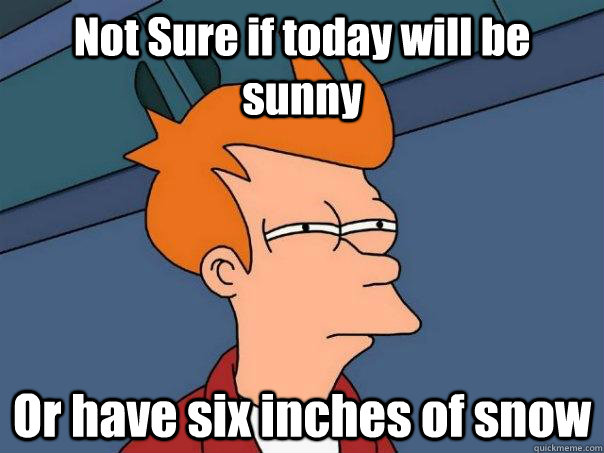 Not Sure if today will be sunny Or have six inches of snow  Futurama Fry