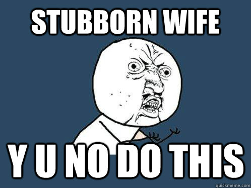 Stubborn wife y u no do this  Y U No