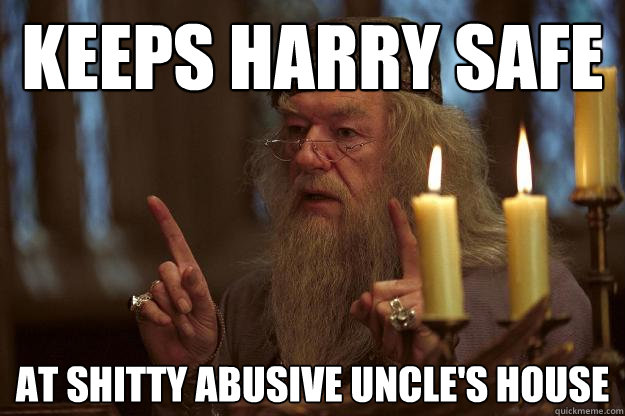keeps harry safe at shitty abusive uncle's house  