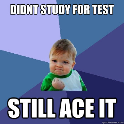 didnt study for test still ace it  Success Kid