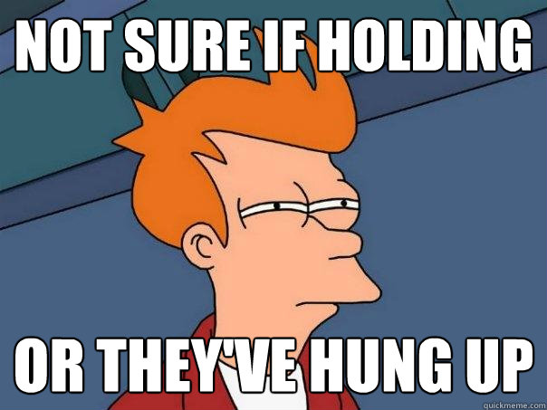 not sure if holding or they've hung up - not sure if holding or they've hung up  Futurama Fry