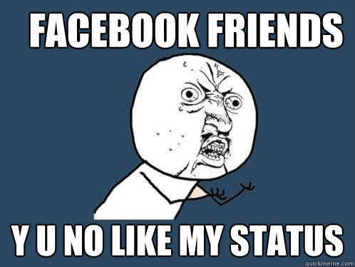 Facebook friends Y U NO like my status  Y U No