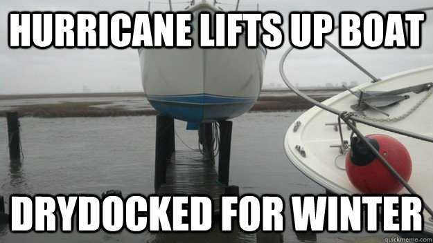 hurricane lifts up boat drydocked for winter - hurricane lifts up boat drydocked for winter  Success Boat